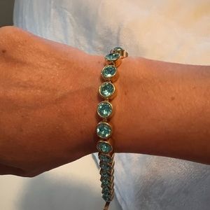 Touchstone Crystal gold and teal ice bracelet